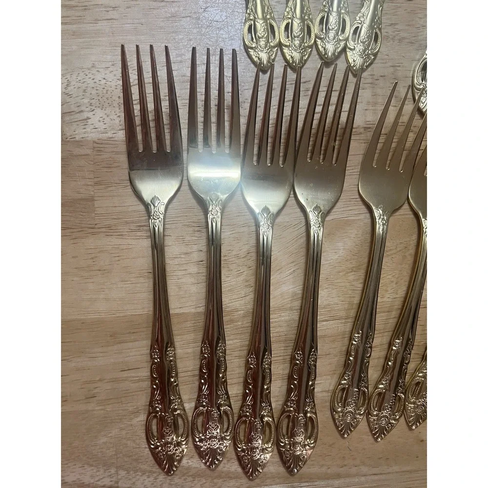 Hampton Forge Pierced Rose Versailles Gold Flatware Service for 4- 20 Piece Set